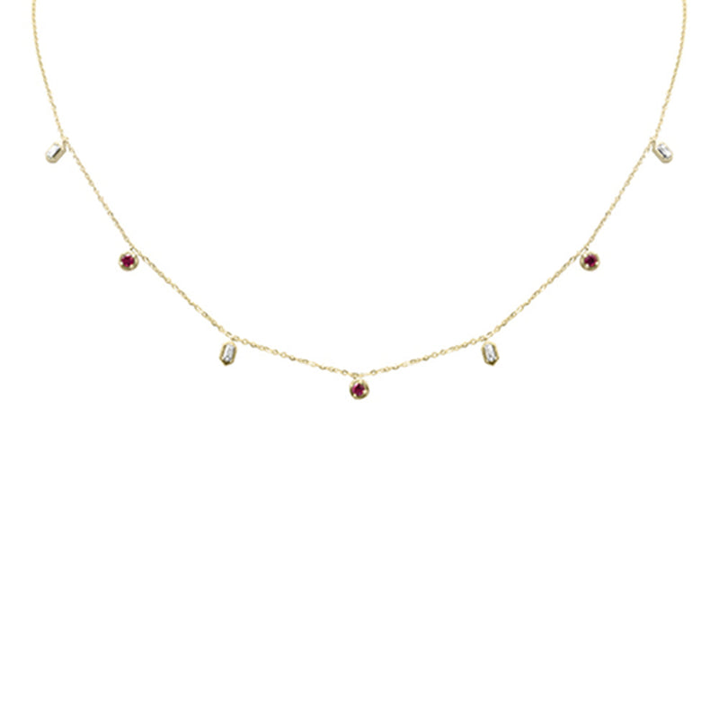 SPECIAL! .33ct G SI 14K Yellow Gold Diamond & Ruby Pendant Necklace 16 + 2" Ext
