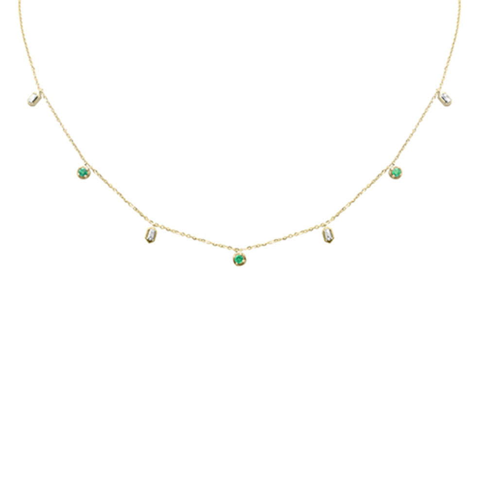 SPECIAL! .32ct G SI 14K Yellow Gold Diamond & Emerald Pendant Necklace 16 + 2" Ext