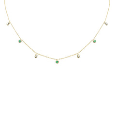 SPECIAL! .32ct G SI 14K Yellow Gold Diamond & Emerald Pendant Necklace 16 + 2" Ext