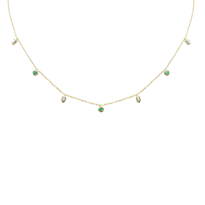 SPECIAL! .32ct G SI 14K Yellow Gold Diamond & Emerald Pendant Necklace 16 + 2" Ext