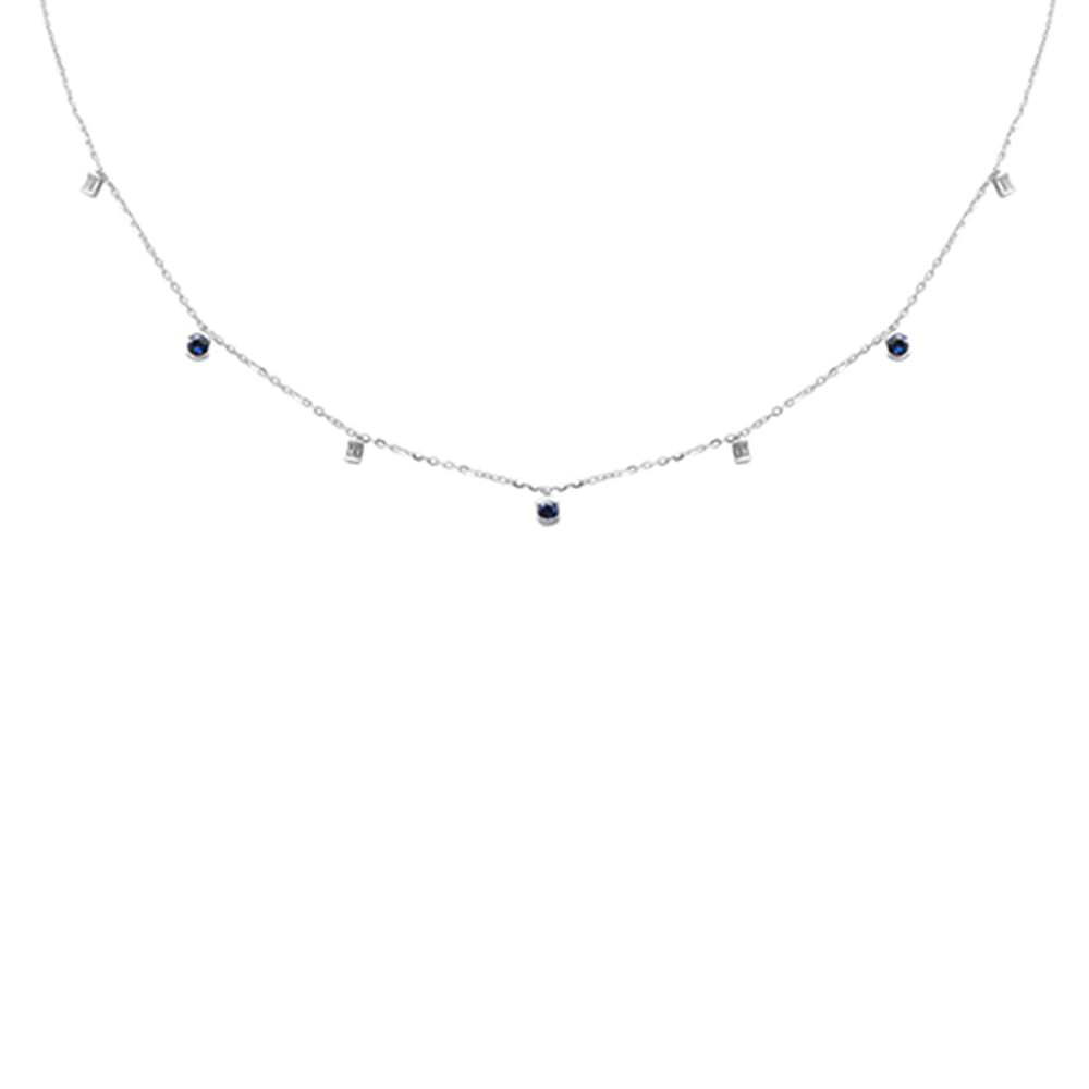 SPECIAL! .32ct G SI 14K White Gold Diamond & Blue Sapphire Pendant Necklace 16 + 2" Ext