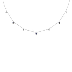 SPECIAL! .32ct G SI 14K White Gold Diamond & Blue Sapphire Pendant Necklace 16 + 2" Ext