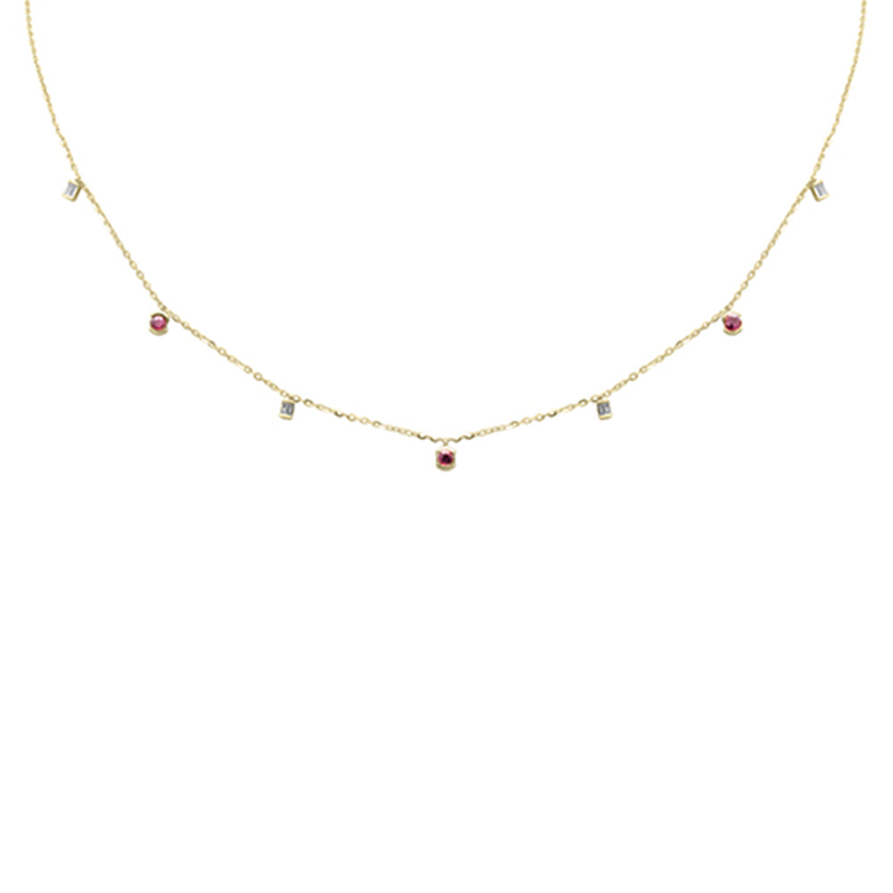 DIAMOND CLOSEOUT!  .32ct G SI 14K Yellow Gold Diamond & Ruby Pendant Necklace 16 + 2" Ext