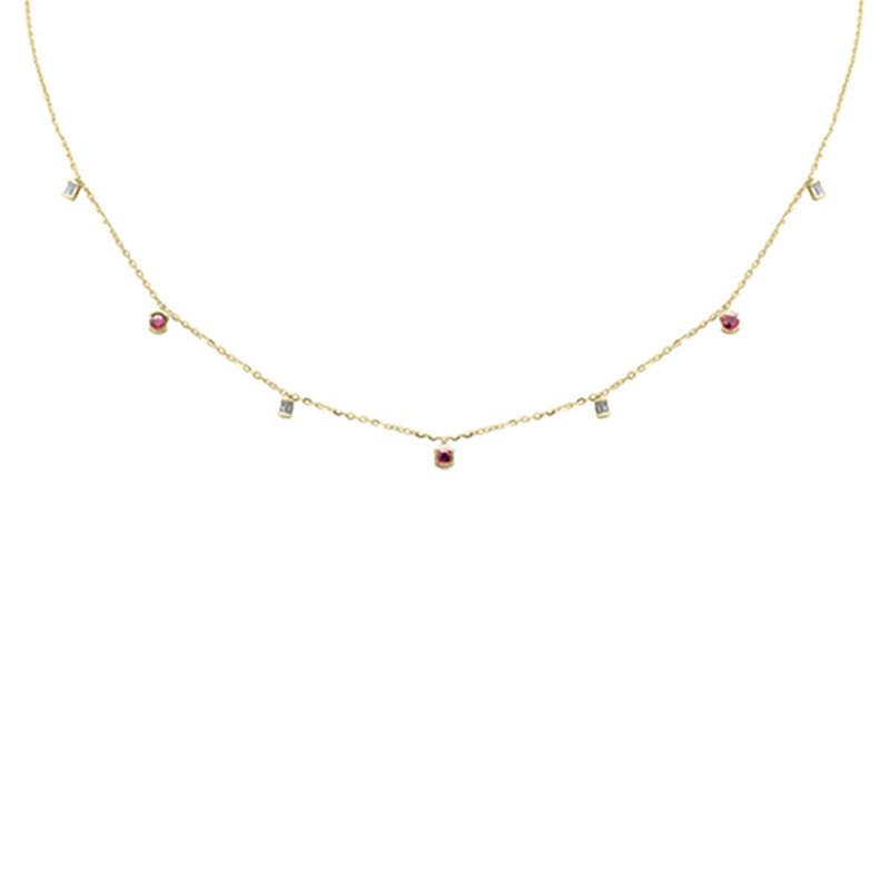 DIAMOND CLOSEOUT!  .32ct G SI 14K Yellow Gold Diamond & Ruby Pendant Necklace 16 + 2" Ext