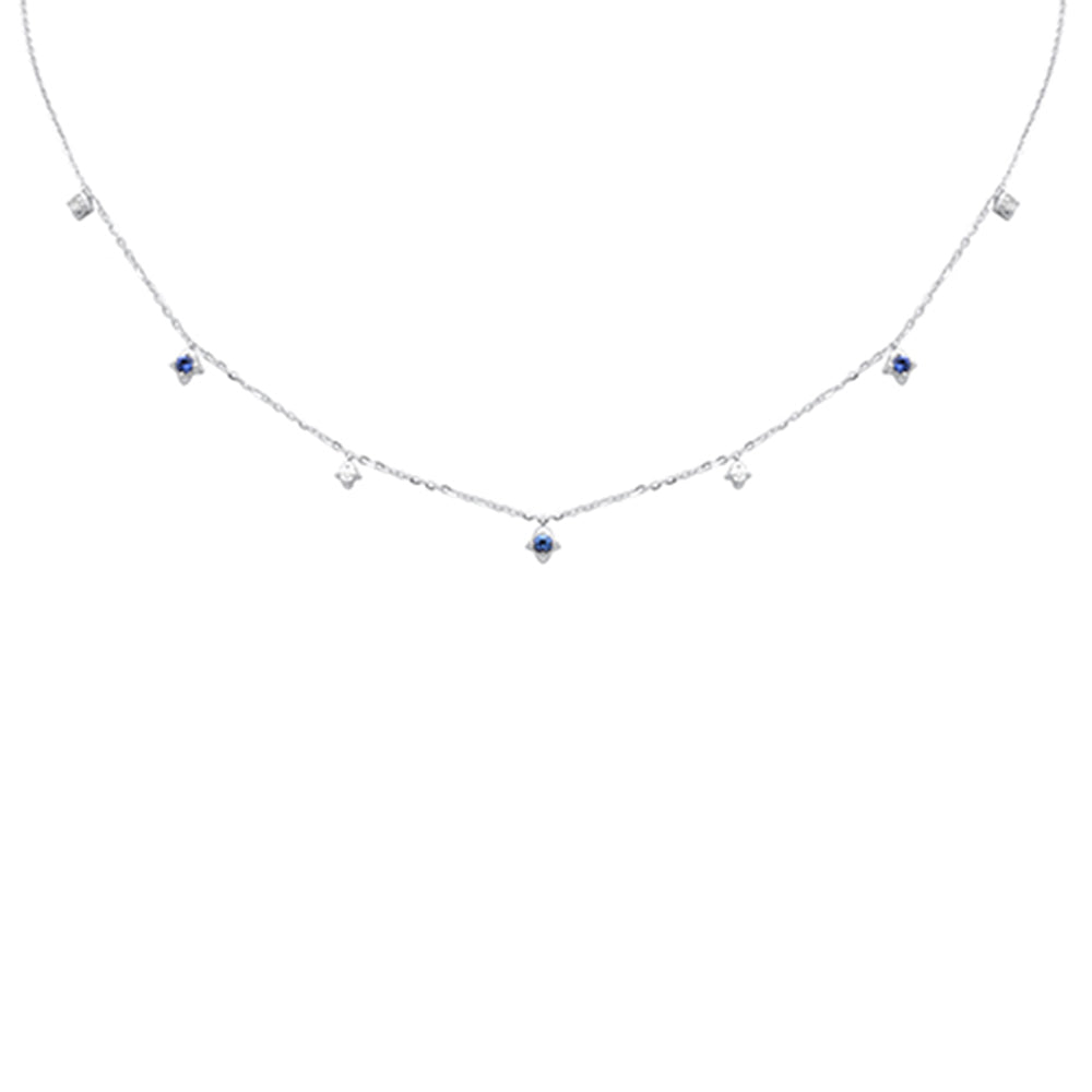 SPECIAL! .32ct G SI 14K White Gold Diamond & Blue Sapphire Pendant Necklace 16 + 2" Ext