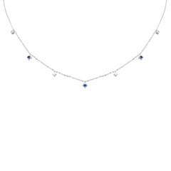 SPECIAL! .32ct G SI 14K White Gold Diamond & Blue Sapphire Pendant Necklace 16 + 2" Ext