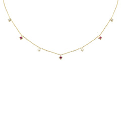 SPECIAL! .31ct G SI 14K Yellow Gold Diamond & Ruby Pendant Necklace 16 + 2" Ext