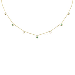 SPECIAL! .33ct G SI 14K Yellow Gold Diamond & Emerald Pendant Necklace 16 + 2" Ext