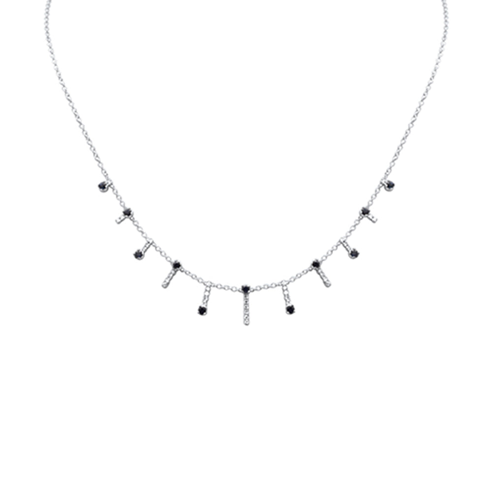 GEMSTONE CLOSEOUT!  1.28ct G SI 14K White Gold Diamond & Blue Sapphire Dangling Necklace 16 + 2" Ext