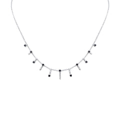 GEMSTONE CLOSEOUT!  1.28ct G SI 14K White Gold Diamond & Blue Sapphire Dangling Necklace 16 + 2" Ext