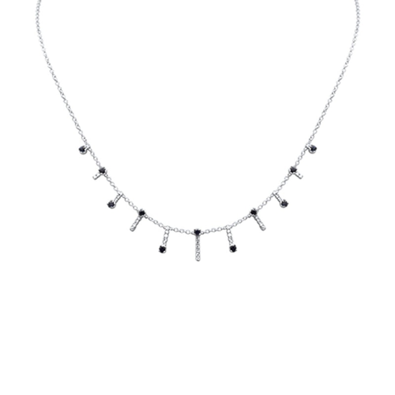 GEMSTONE CLOSEOUT!  1.28ct G SI 14K White Gold Diamond & Blue Sapphire Dangling Necklace 16 + 2" Ext
