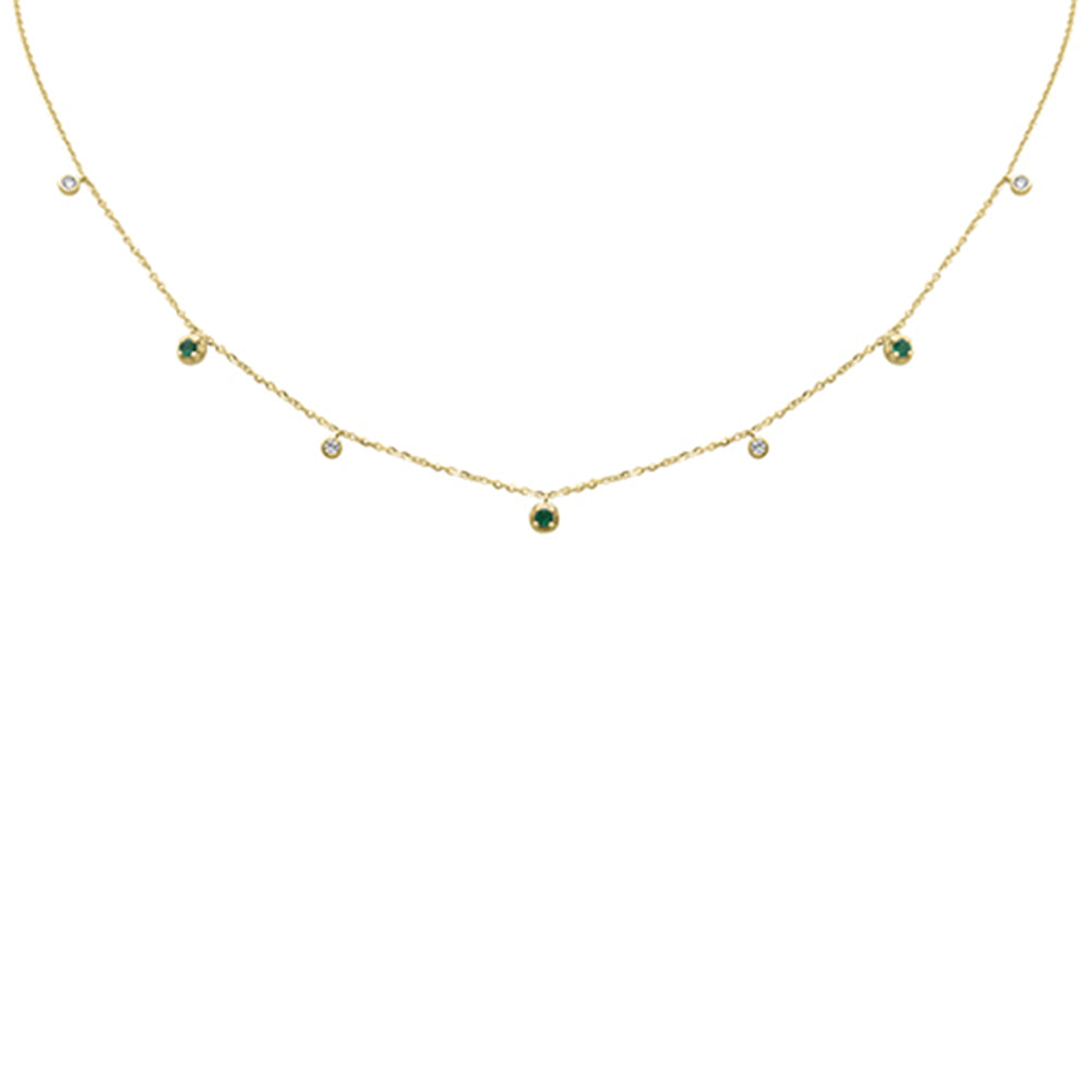 SPECIAL! .26ct G SI 14K Yellow Gold Diamond & Emerald Pendant Necklace 16 + 2" Ext