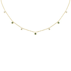 SPECIAL! .26ct G SI 14K Yellow Gold Diamond & Emerald Pendant Necklace 16 + 2" Ext
