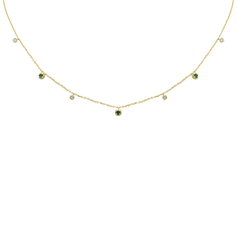 SPECIAL! .26ct G SI 14K Yellow Gold Diamond & Emerald Pendant Necklace 16 + 2" Ext
