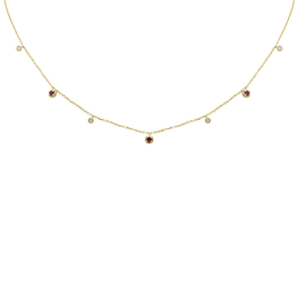 DIAMOND CLOSEOUT!  .28ct G SI 14K Yellow Gold Diamond & Ruby Pendant Necklace 16 + 2" Ext