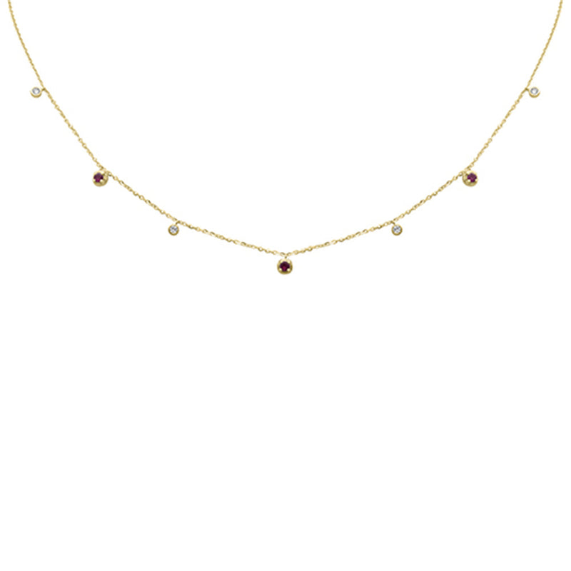 DIAMOND CLOSEOUT!  .28ct G SI 14K Yellow Gold Diamond & Ruby Pendant Necklace 16 + 2" Ext