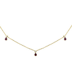 .65ct G SI 14K Yellow Gold Diamond & Ruby Pendant Necklace 16 + 2" Ext