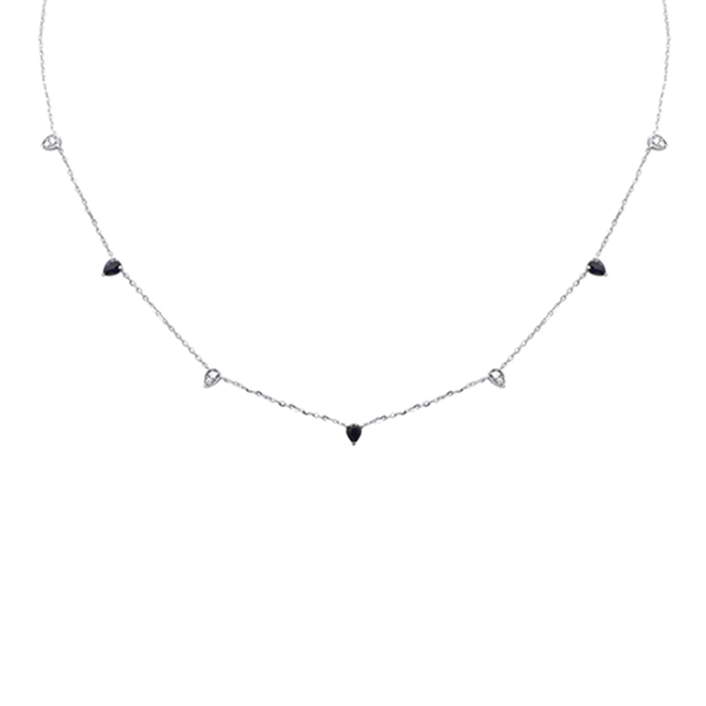 SPECIAL! .62ct G SI 14K White Gold Diamond & Blue Sapphire Pendant Necklace 16 + 2" Ext