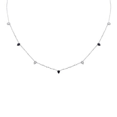 SPECIAL! .62ct G SI 14K White Gold Diamond & Blue Sapphire Pendant Necklace 16 + 2" Ext