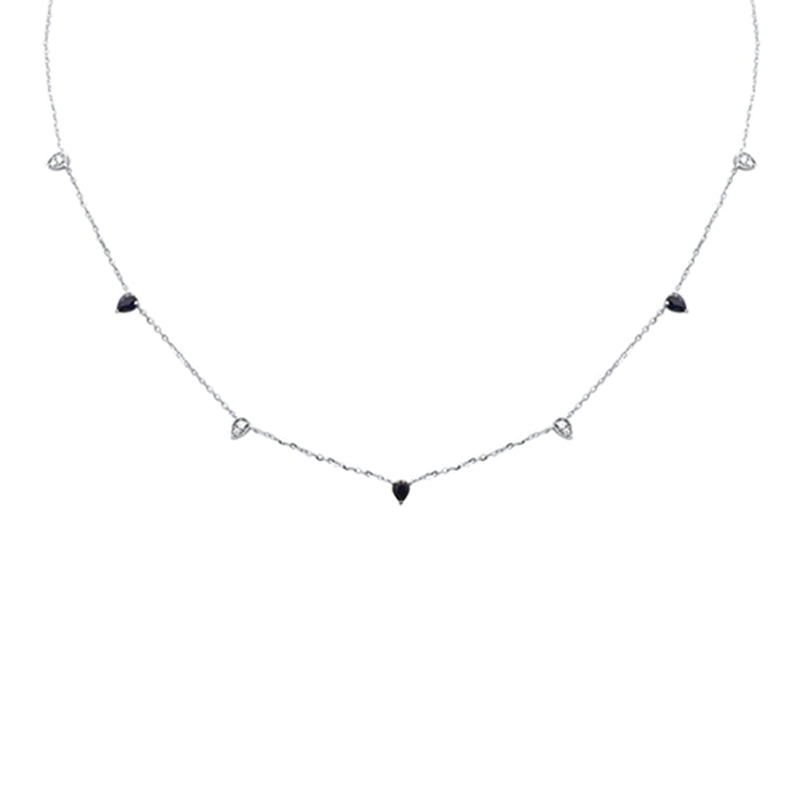 SPECIAL! .62ct G SI 14K White Gold Diamond & Blue Sapphire Pendant Necklace 16 + 2" Ext
