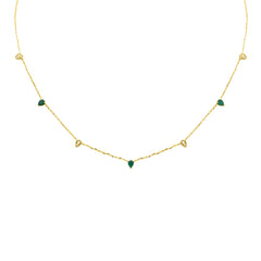 SPECIAL! .41ct G SI 14KT Yellow Gold Diamond & Emerald Pendant Necklace 16 + 2" Ext