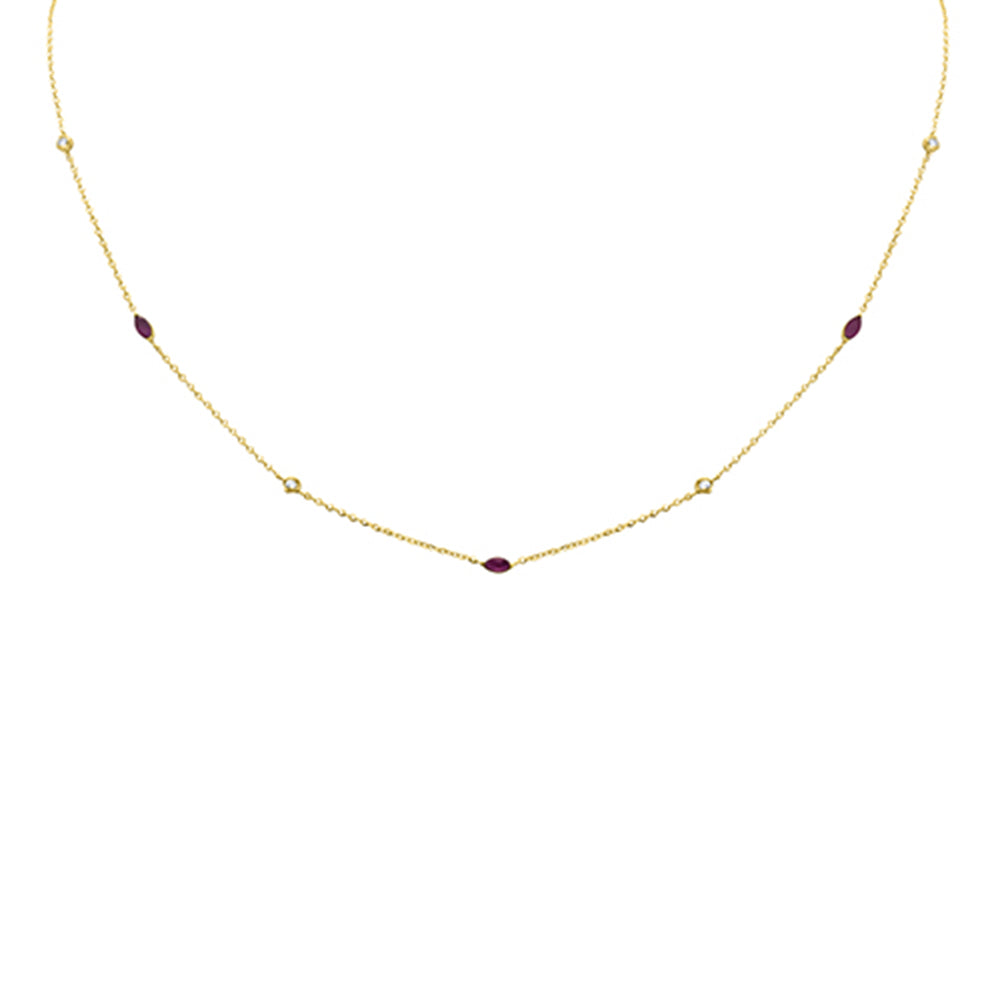 SPECIAL! .36ct G SI 14K Yellow Gold Diamond & Ruby Pendant Necklace 16 + 2" Ext