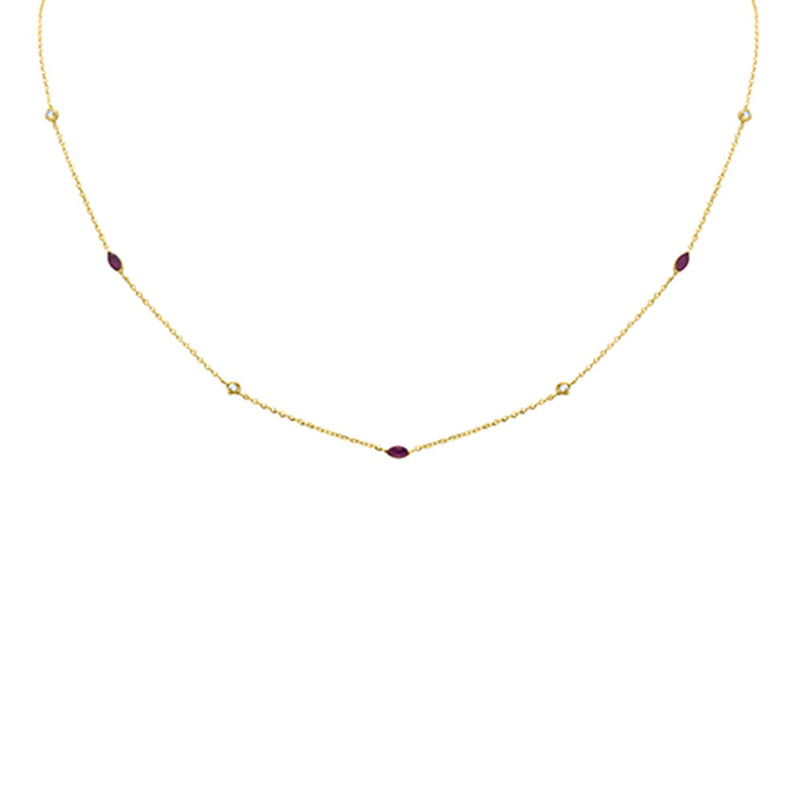 SPECIAL! .36ct G SI 14K Yellow Gold Diamond & Ruby Pendant Necklace 16 + 2" Ext