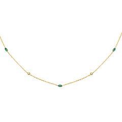 .33ct G SI 14K Yellow Gold Diamond & Emerald Pendant Necklace 16 + 2" Ext