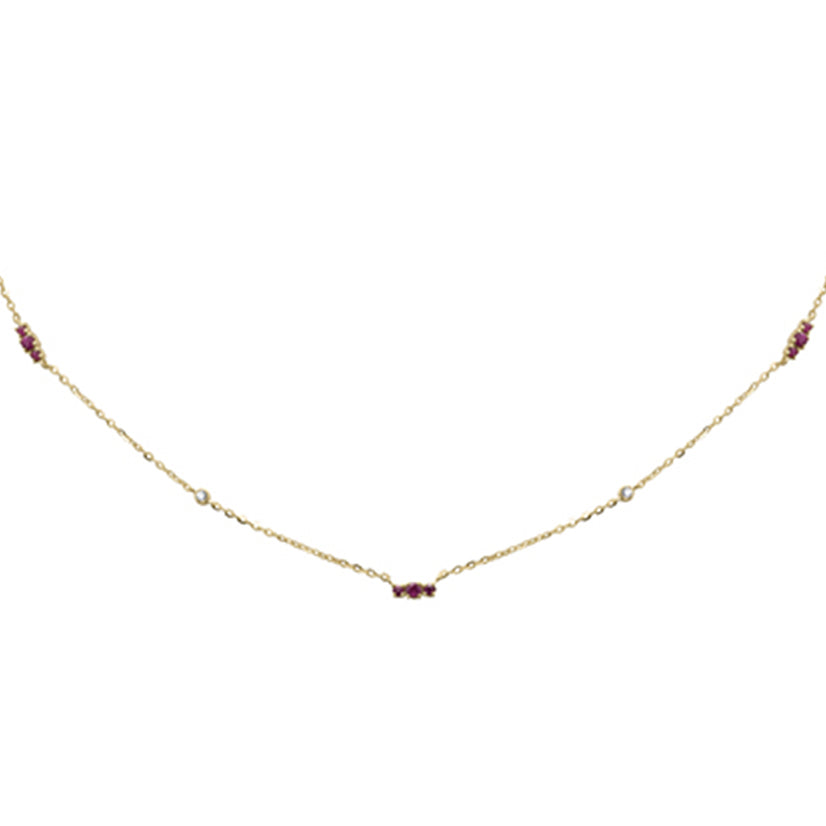 .29ct G SI 14K Yellow Gold Diamond & Ruby Pendant Necklace 16 + 2" Ext