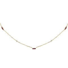 .29ct G SI 14K Yellow Gold Diamond & Ruby Pendant Necklace 16 + 2" Ext