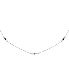 DIAMOND CLOSEOUT!  .40ct G SI 14K White Gold Diamond & Blue Sapphire Pendant Necklace 16 + 2" Ext