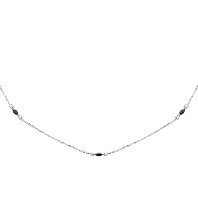 DIAMOND CLOSEOUT!  .40ct G SI 14K White Gold Diamond & Blue Sapphire Pendant Necklace 16 + 2" Ext