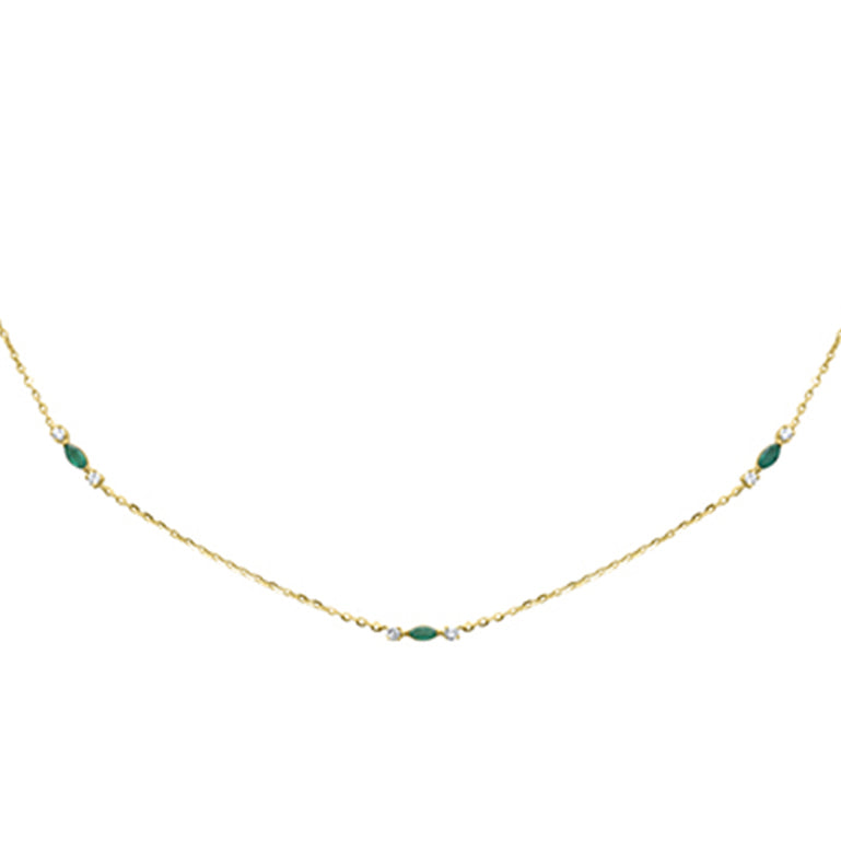 SPECIAL! .32ct G SI 14K Yellow Gold Diamond & Emerald Pendant Necklace 16 + 2" Ext