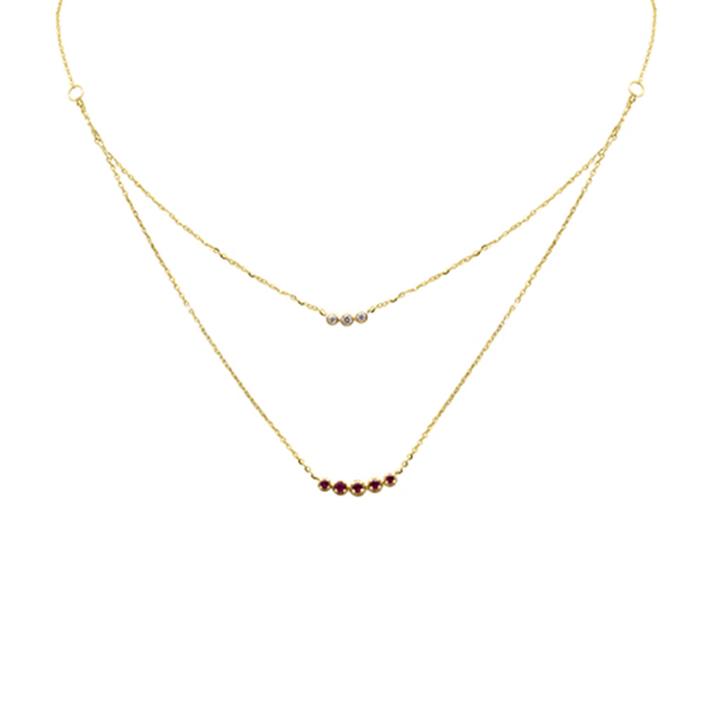 .27ct G SI 14K Yellow Gold Diamond & Ruby Pendant Necklace 16 + 2" Ext