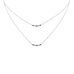 .29ct G SI 14K White Gold Diamond & Blue Sapphire Pendant Necklace 16 + 2" Ext