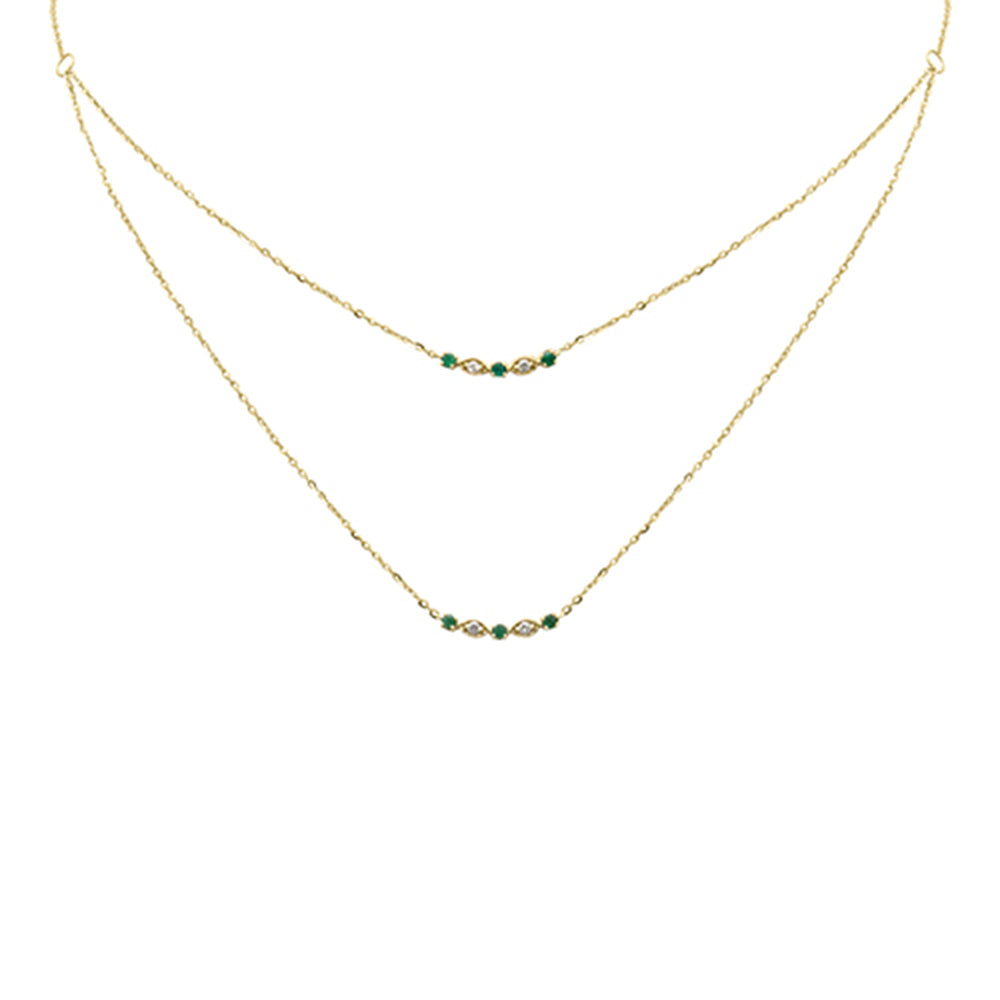 DIAMOND CLOSEOUT!  .22ct G SI 14K Yellow Gold Diamond & Emerald Pendant Necklace 16 + 2" Ext