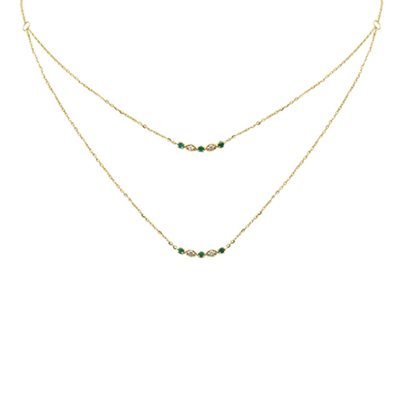 DIAMOND CLOSEOUT!  .22ct G SI 14K Yellow Gold Diamond & Emerald Pendant Necklace 16 + 2" Ext