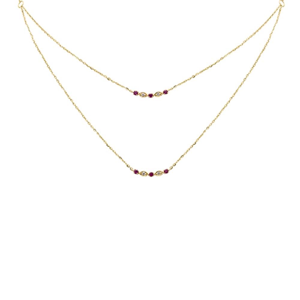DIAMOND CLOSEOUT!  .25ct G SI 14K Yellow Gold Diamond & Ruby Pendant Necklace 16 + 2" Ext