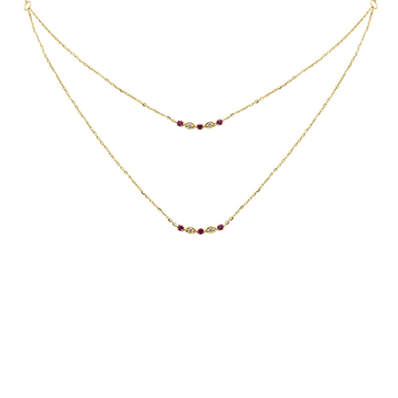 DIAMOND CLOSEOUT!  .25ct G SI 14K Yellow Gold Diamond & Ruby Pendant Necklace 16 + 2" Ext