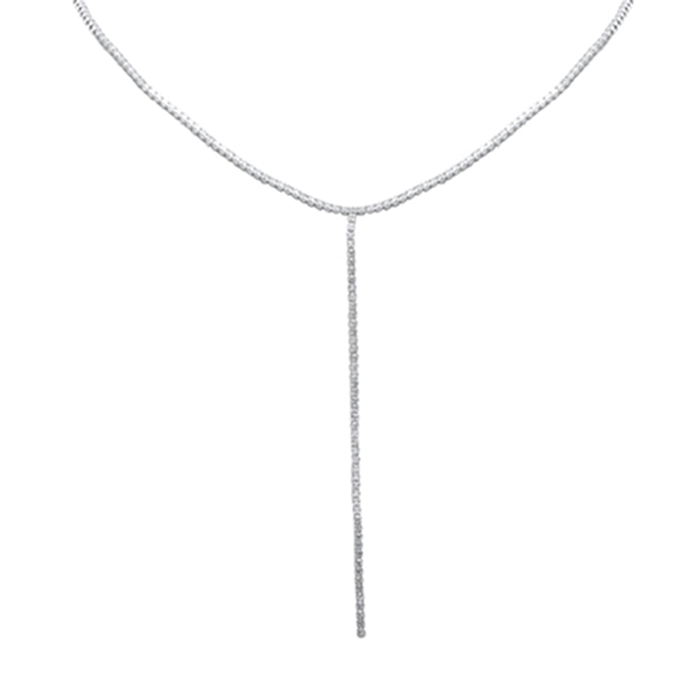 SPECIAL! 5.24ct G SI 14K White Gold Round Diamond Lariat Tennis Necklace 14 + 4" Ext