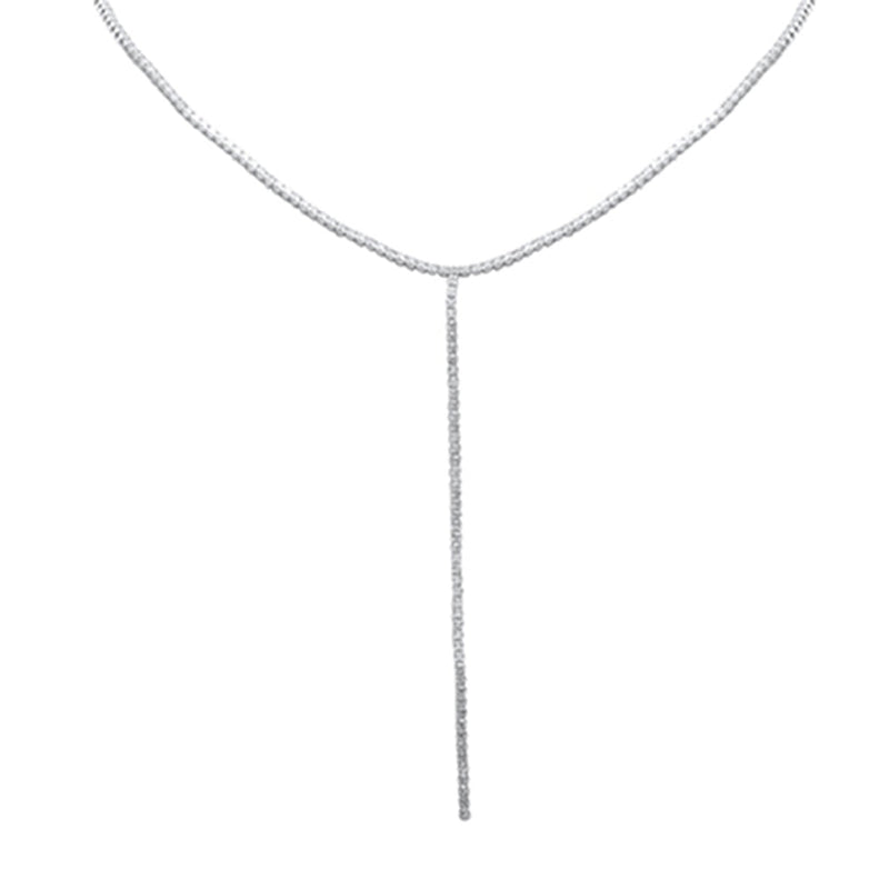 SPECIAL! 5.24ct G SI 14K White Gold Round Diamond Lariat Tennis Necklace 14 + 4" Ext