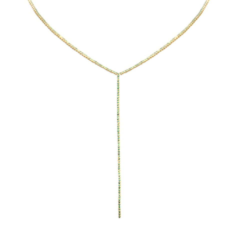 SPECIAL! 2.48ct G SI 14K Yellow Gold Emerald Gemstone Lariat Tennis Necklace 14 + 4" Ext