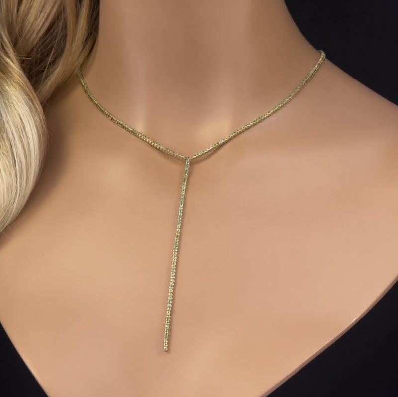 SPECIAL! 2.48ct G SI 14K Yellow Gold Emerald Gemstone Lariat Tennis Necklace 14 + 4" Ext