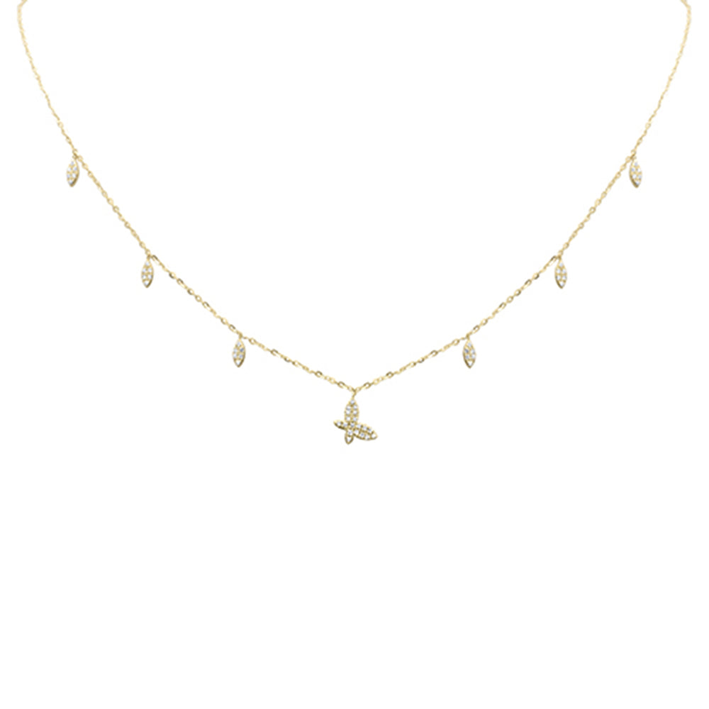 SPECIAL! .16ct G SI 14K Yellow Gold Diamond Butterfly Pendant Necklace 16+2" Long