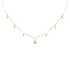 SPECIAL! .16ct G SI 14K Yellow Gold Diamond Butterfly Pendant Necklace 16+2" Long