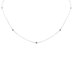 .16ct G SI 14K White Gold Diamond Blue Sapphire Pendant Necklace 14+2" Long