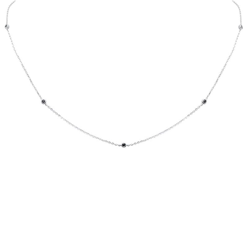 .16ct G SI 14K White Gold Diamond Blue Sapphire Pendant Necklace 14+2" Long