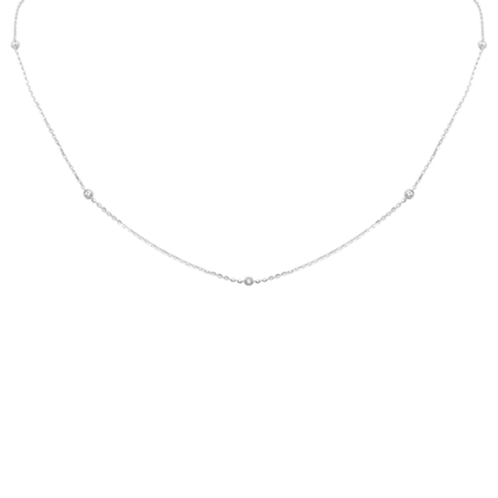 .13ct G SI 14K White Gold Diamond Pendant Necklace 14+2" Long