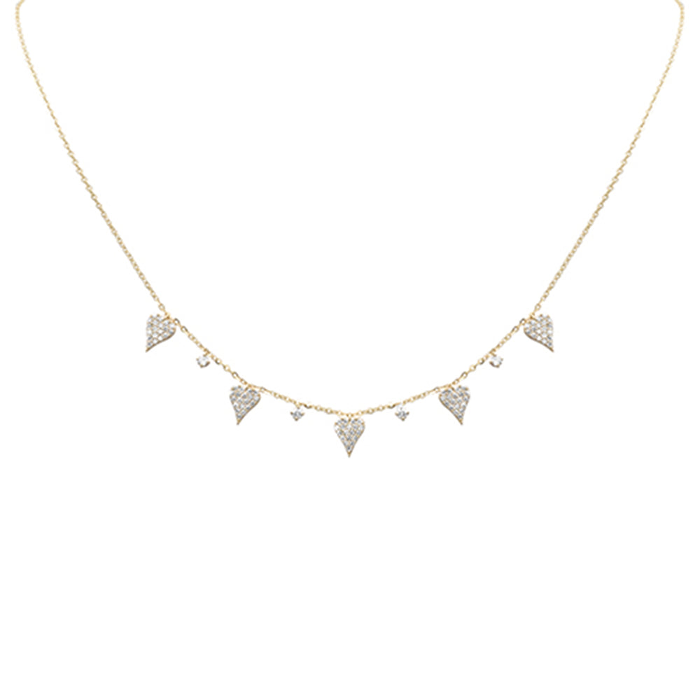 SPECIAL! .59ct G SI 14K Yellow Gold Diamond Heart Dangling Pendant Necklace 16+2" Long