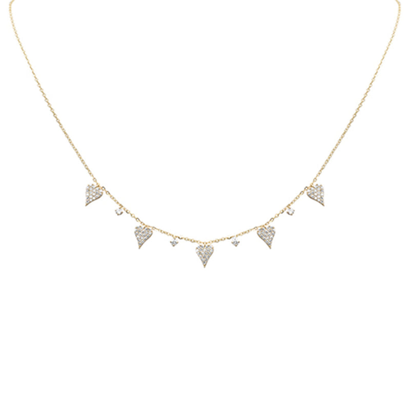 SPECIAL! .59ct G SI 14K Yellow Gold Diamond Heart Dangling Pendant Necklace 16+2" Long